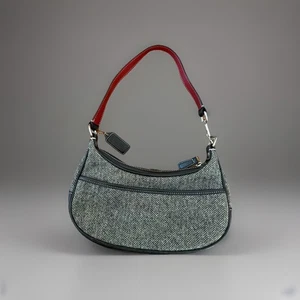 Vintage COACH Y2K 2003 Hobo Herringbone Wool Leather Handbag Never Used - Picture 1 of 5