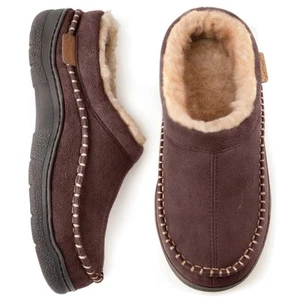 Men's Slip On Moccasin Slippers, Indoor/Outdoor Warm Fuzzy Comfy House Shoes,... - Picture 1 of 6