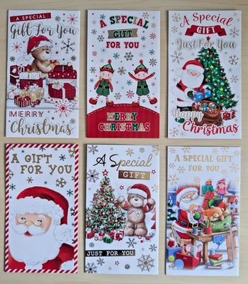 BGC 6 X Cute Christmas Money Envelope Wallets Mixed Designs Gift Card Xmas