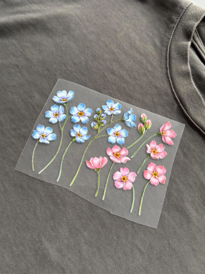 Blumen Set zum Aufbügeln (Blumen, Bügelbilder, Applikation für Schuhe, Kleidung) - Bild 1 von 3