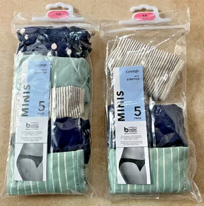 Mini Briefs 8 Pack Stretch Cotton George Womens Underwear Size 18 Uk BNWT Multi - Picture 1 of 2