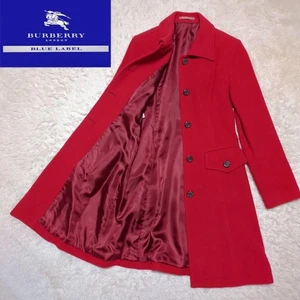 Cappotto lungo Burberry Blue Label misto cashmere svasato taglia 38 colore rosso dal Giappone - Foto 1 di 24