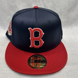 Boston Red Sox Hat Men 7 1/2 Blue Red Satin 59Fifty New Era Fitted Cap - Picture 1 of 6