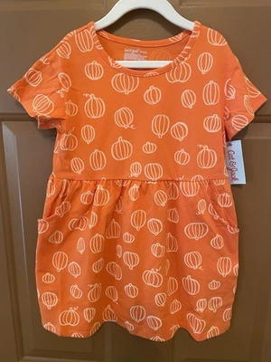 Cat & Jack Girls Fall Orange Pumpkin Dress with Pockets Size XS (4/5) NWT - Image 1 of 4