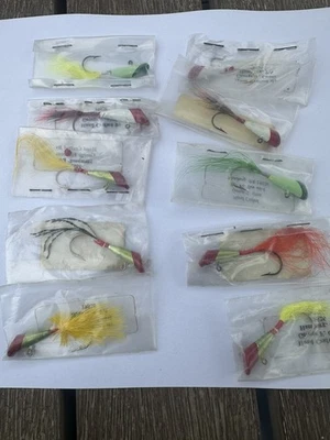 Lot of 10 Vintage Shad Dart Fishing Lures Jigs w/Feather Tail - Image 1 of 4