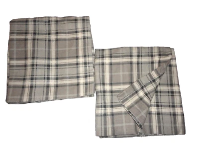 MAINSTAYS FLANNEL GRAY & CREAM NEUTRAL PLAID (PAIR) STANDARD PILLOWCASES 20X30 - Image 1 of 4