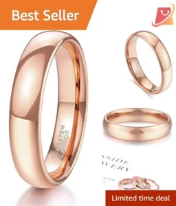 Tungsten Wedding Band Ring 4mm Comfort Fit High Polish Engagement Unisex Size 9 - Picture 1 of 7