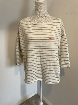 CAMISETA MUJER LA REDOUTE MARFIL ESLOGAN MANGA 3/4 TALLA GRANDE REINO UNIDO Foto 1 de 4