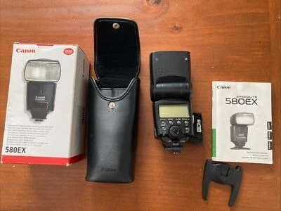 Canon Speedlite 580EX Flash - Manual, Box, Case, Stand - Image 1 of 4