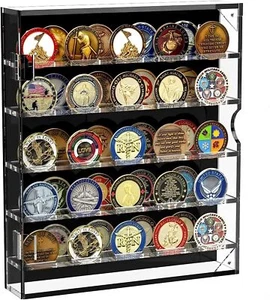 Coin Holder Challenge Coin Badges Display Case 45 Military Medals Shadow Box AU - Picture 1 of 10