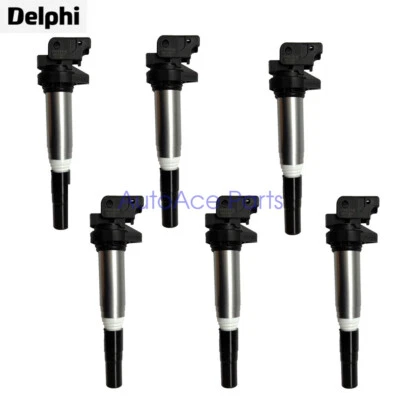 12138647689 Genuine Delphi Ignition Coils Metal x 6 for BMW 128i 328i 740i L6 Foto 1 de 4