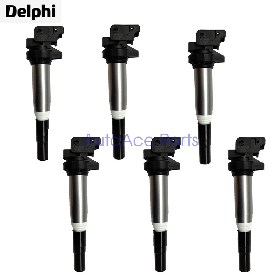 12138647689 Genuine Delphi Ignition Coils Metal x 6 for BMW 128i 328i 740i L6 Foto 1 de 4
