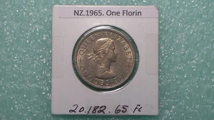 NEW ZEALAND - 1965 FLORIN - DEMONITEZED - PREDECIMAL COIN. Copper/Nickel. - Picture 1 of 4