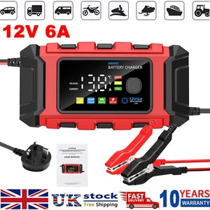 Smart Car Battery Charger 12V 6A Intelligent Automatic Pulse Repair Lifepo4 AGM - Picture 1 of 13