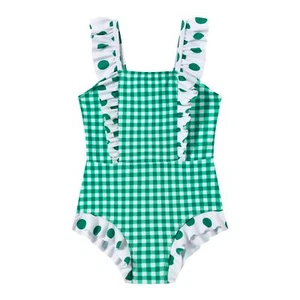 Girls One Piece Swimsuit Ruffles Bathing Suit for Kids 2-12TLG63G055-6T Green - Picture 1 of 6