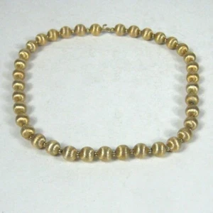 Napier Brushed Gold Tone Beaded Necklace 18 inch Choker Vintage Strand Collar - Picture 1 of 13