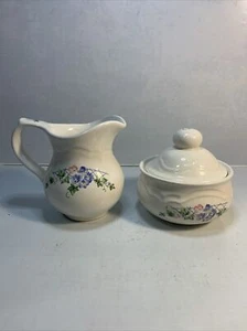 Pfaltzgraff Annabelle 8 oz Creamer Pitcher & Sugar Bowl w/ Lid Floral RETIRED - Picture 1 of 12