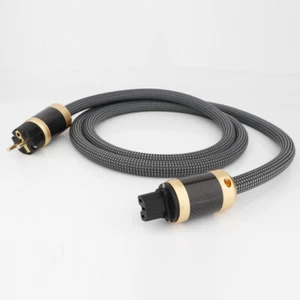 12 AWG  20A OFC HiFi Power Cable with Rhodium Plated Carbon Fibre Plug - Picture 1 of 10