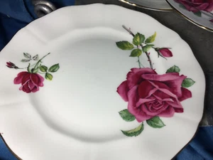 6 Adderley H662 Bone China England red rose Bread & Butter Plates 6" VHTF - Picture 1 of 5