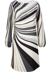 Jersey-Kleid Gr. 36/38 Wollweiß Schiefergrau Gestreift Damen Freizeitkleid Neu - Bild 1 von 1
