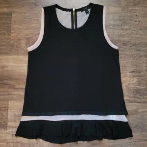 Camicetta donna J Crew top senza maniche nero nudo strati strati volant Lagenlook XS - Foto 1 di 7