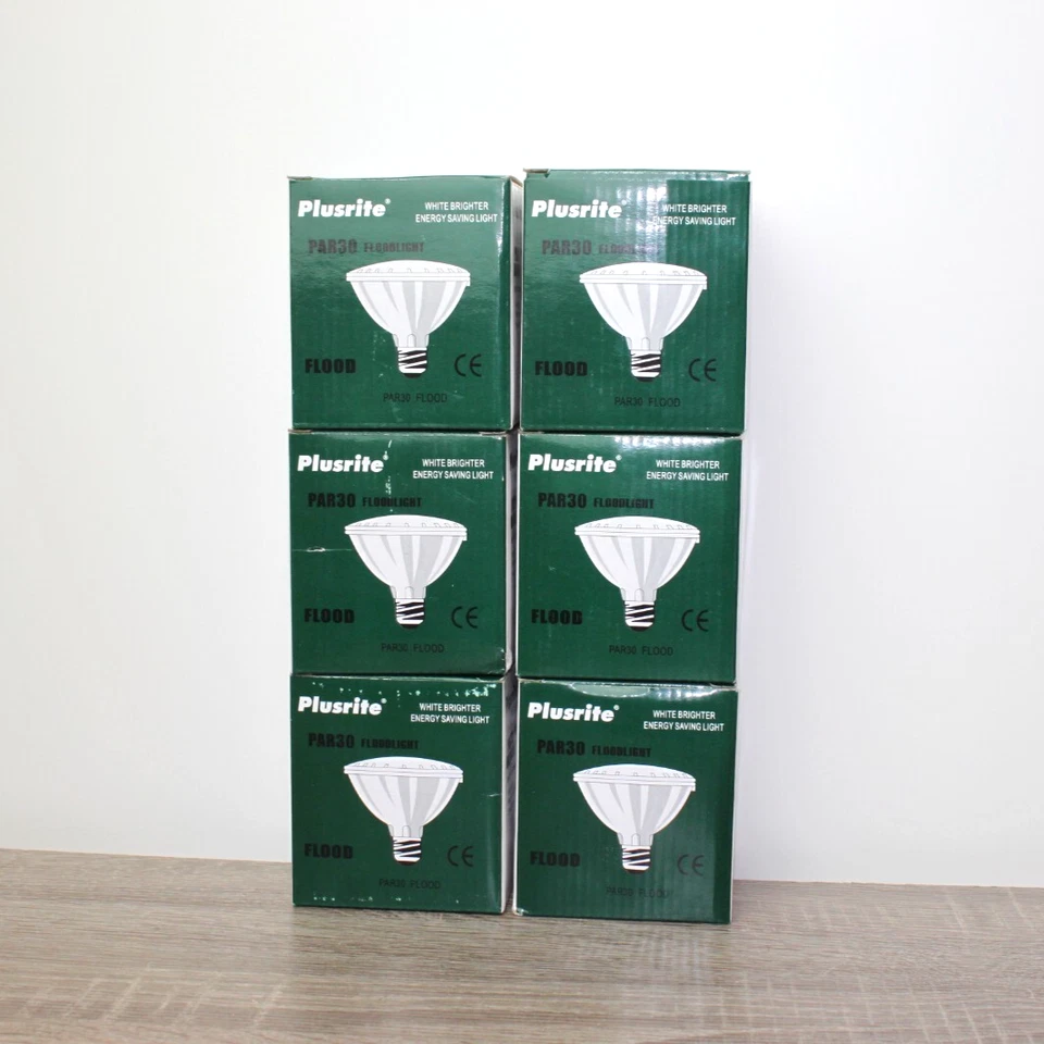 (x6) PLUSRITE 75w PAR30/FL FLOOD LAMP BULB - 130v  *NEW OPEN BOX* Bright White - Image 1 of 4