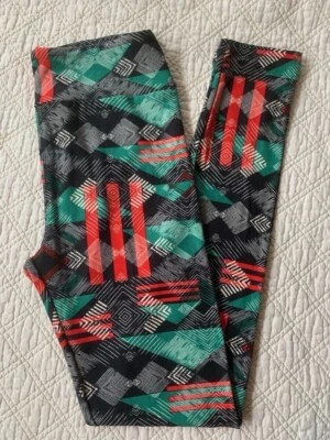 Lularoe Leggings OS Red Green Black White Aztec Tribal Southwest Christmas VTG - Image 1 of 2
