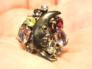 Anillo de plata de ley amatista y luna talla 8,5 - Imagen 1 de 6