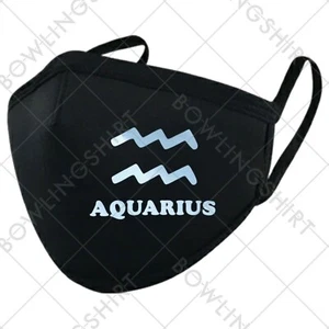 Wear Your Mask! Aquarius sign Astrology Printed Black Cloth Mask - Picture 1 of 1