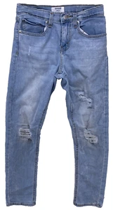 Levis Denizen Youth Girls Blue Jeans Size 12 Reg Distressed Taper Medium Wash - Picture 1 of 16