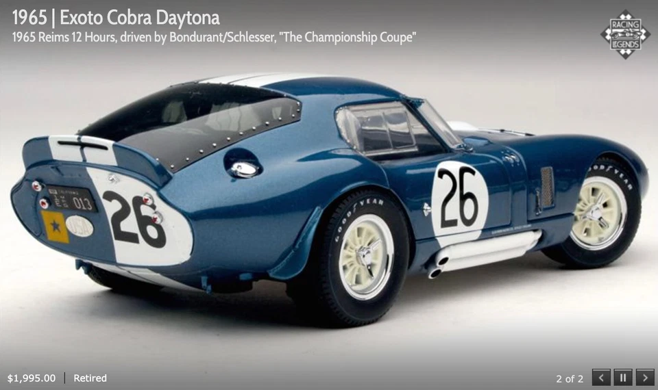 Cobra Daytona Diecast Car Exoto 1:18 | 1965 Championship Coupe #RLG18006 NEW! - Image 1 of 3