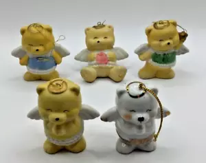 5 Vintage Engel Bär Weihnachten um die Welt Keramik und 1 Porzellan Ornamente - Bild 1 von 14