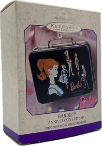 Hallmark Keepsake 1999 Christmas Ornament Barbie Anniversary Tin Lunchbox in Box - Picture 1 of 12