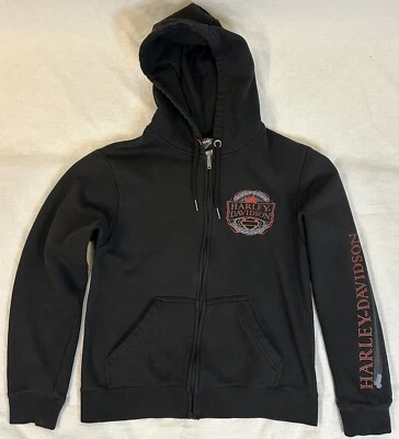 Sudadera con capucha con cremallera Harley-Davidson para mujer S negra/roja motocicleta motociclista Foto 1 de 4