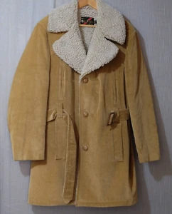 Vintage Sears The Mens Store Corduroy Brown Sherpa Lined Coat Size 42 #H71-16 - Picture 1 of 17