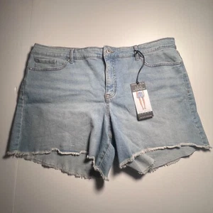 Sofia Jeans by Sofia Vergara Lila Mid Rise Hi-Low Hem Denim Shorts Size 20 Blue - Picture 1 of 12
