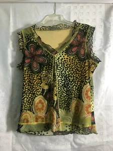 Women sleeveless shirt top blouse size 46/48, 073WHT03 - Picture 1 of 6