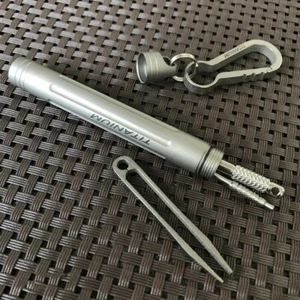 EDC Outdoor Key Titanium TC4 Multi Tools Set Holder Toothpick Tweezers Earpick - Picture 1 of 7