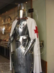 Medieval Knight Suit Of Armor Templar Combat Full Body Armour Stand - Picture 1 of 2