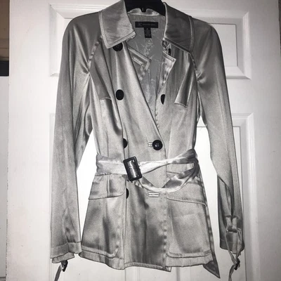 inc international concepts Silver Trench Coat Size S - Imagem 1 de 4