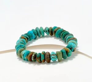 American West Shades of Blue Turquoise Stretch Bracelet (QVC) New J451492 - Picture 1 of 3