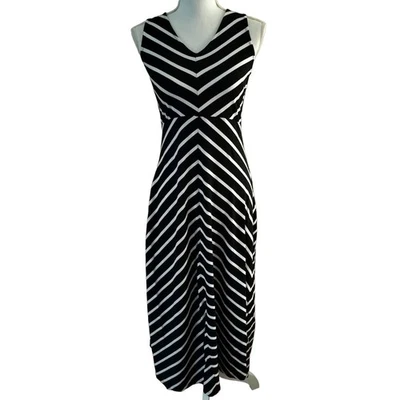 Maxi Vestido Talbots Talla SP Pequeño Pequeño Tejido Jersey a Rayas Sin Mangas  Foto 1 de 4