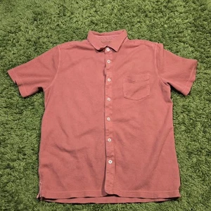 32 Bar Blues Knit Shirt - Mens Size Large - Brick Red Button Up Short Sleeve - Picture 1 of 6