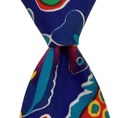 "Corbata MANGO MAN 100 % Algodón 57"" Diseñador EE. UU. ANIMAL PEZ Multicolor Usada en Excelente Condición Rara" Foto 1 de 3