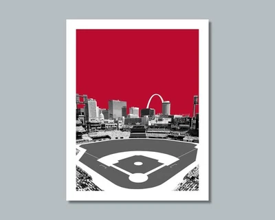 Impresión fotográfica de los Cardenales de San Luis Busch Stadium Skyline 8x10 11x14 16x20 WN Foto 1 de 4