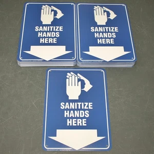 (36) Accuform "SANITIZE HANDS HERE" Handwaschschild HMRST587VP, 5985T161, 7" x 10" - Bild 1 von 5