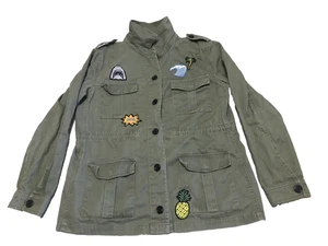 Forever 21 Military Jacket Patchwork  Women's Size L Pockets Winter College - Picture 1 of 13