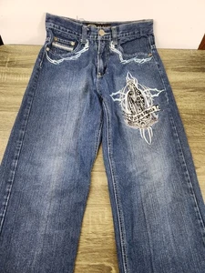 Mi Raza Fiel Jeans Herren 30x30 Blau Virgin Maria Denim Skater Baggy Weite Y2K - Bild 1 von 11
