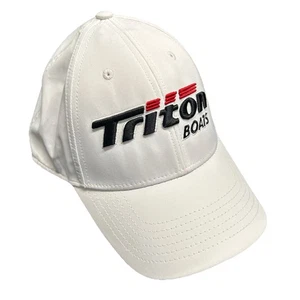 Mütze Triton Boote Logo weiß verstellbar Kappe Angeln Barsch Boot bestickt - Bild 1 von 8