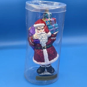 VTG NORTHSTAR BLOWN GLASS SPARKLE SANTA CLAUS W/ GIFTS CHRISTMAS ORNAMENT - Picture 1 of 9